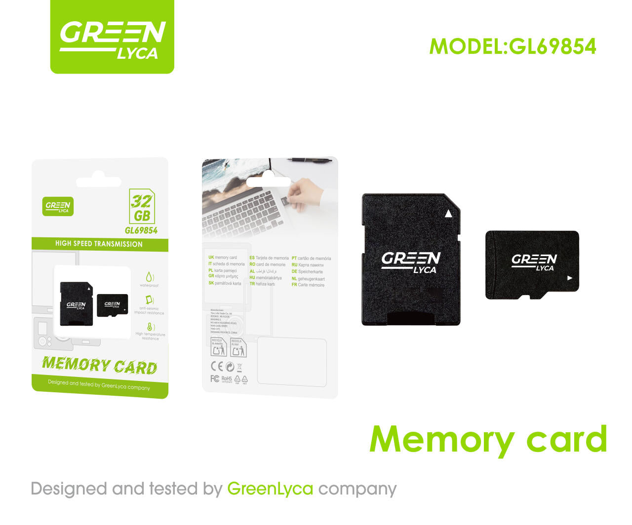 Tarjeta micro SD 32GB para fotos y vídeos (Cámara RidePro)