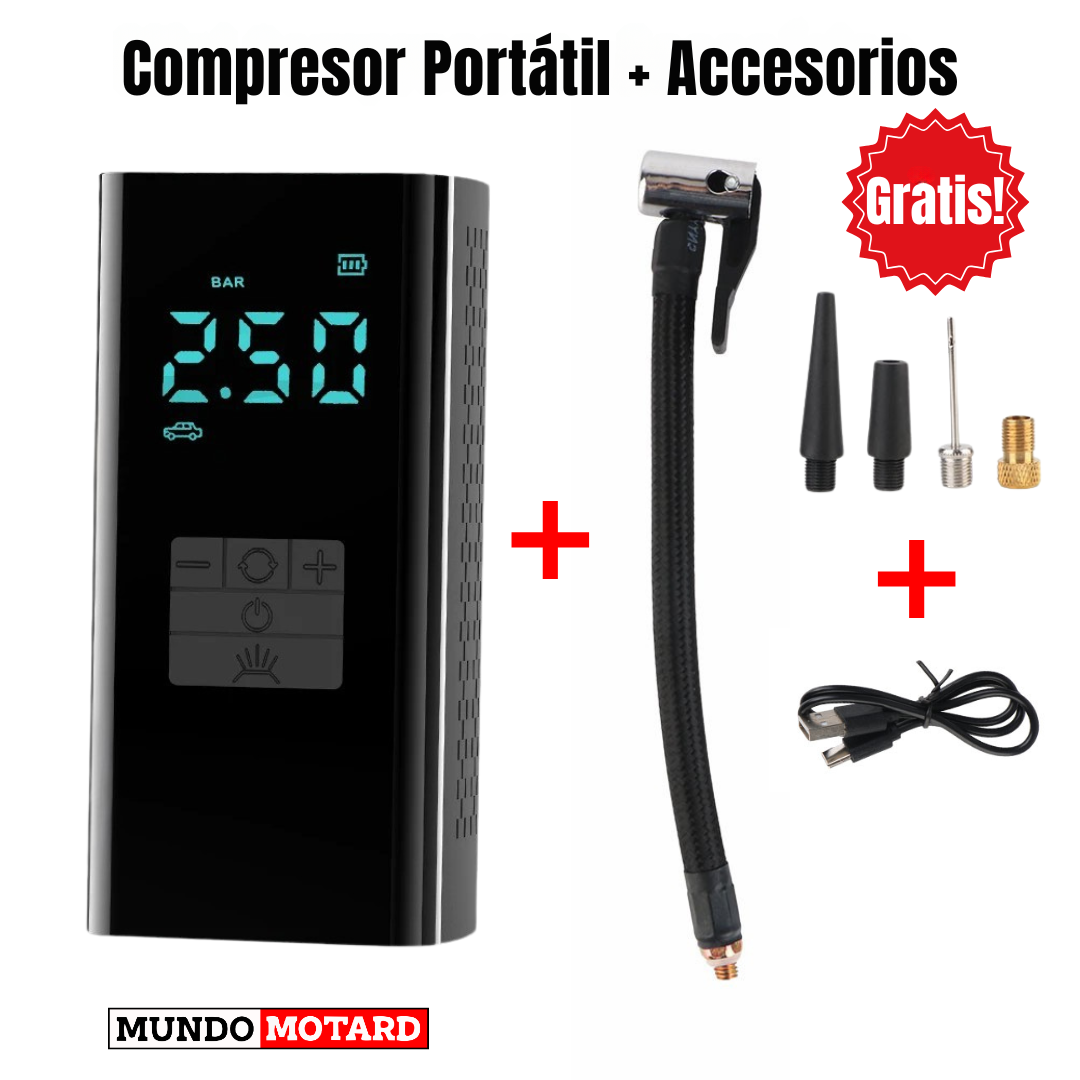 Compresor de Aire Portátil RidePro - Neumáticos Inflados en Instantes