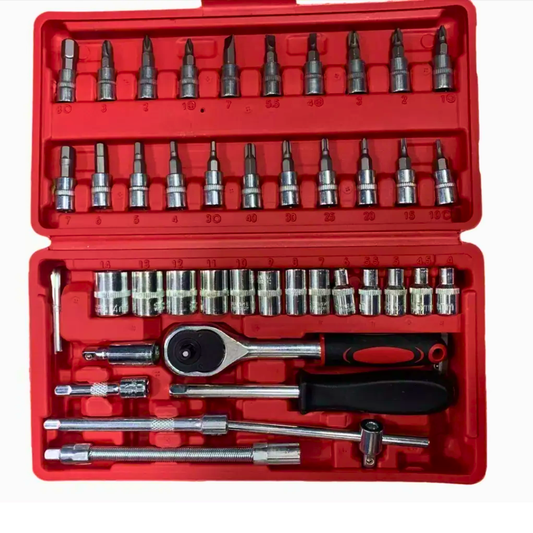 Juego de Llaves de Vaso con Carraca de 46 Piezas