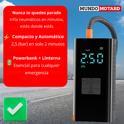 Compresor de Aire Portátil RidePro - Neumáticos Inflados en Instantes