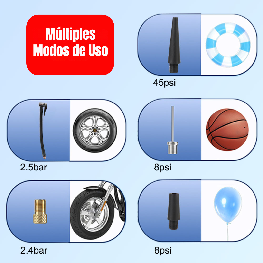 Compresor de Aire Portátil RidePro - Neumáticos Inflados en Instantes